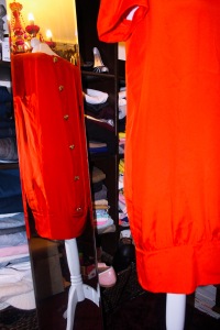 Christian Lacroix orange shift dress with back button fastening £25